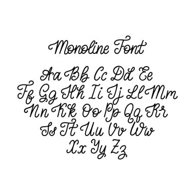  monoline font, English alphabet, vector illustration clipart