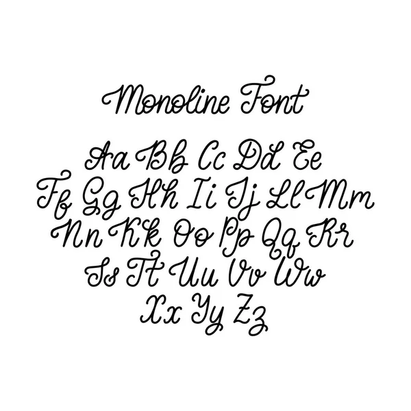 Monoline Schrift Englisches Alphabet Vektorillustration — Stockvektor