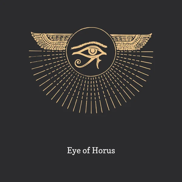 Eye of Horus, vector drawing in engraving style. — Stock Vector