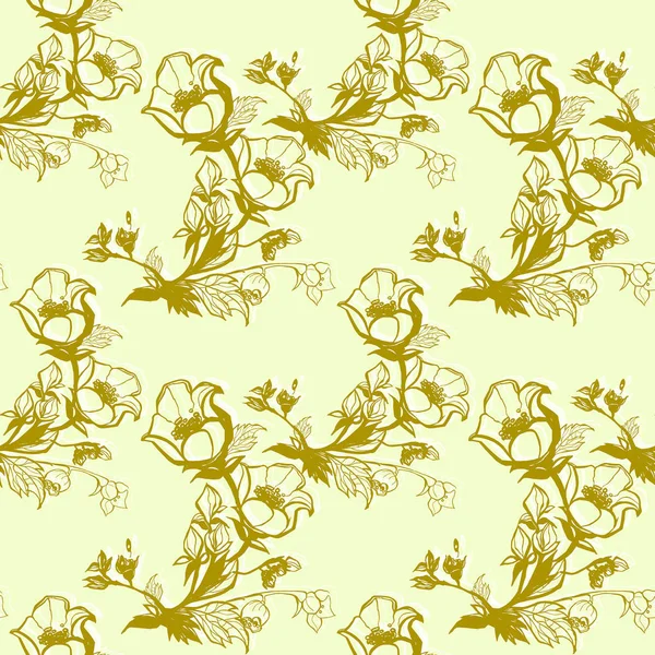 ジャスミンのシームレス パターンの開花枝 ブラック ホワイト グラフィック — ストック写真