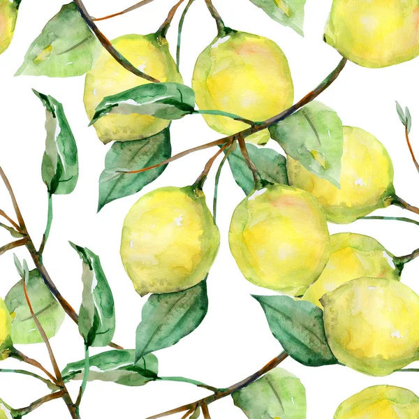 白地にレモンのシームレス パターン — ストック写真