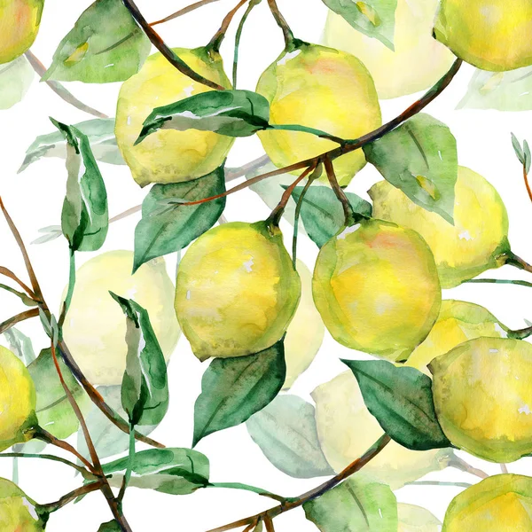 Vzor Bezešvé Akvarel Citron — Stock fotografie