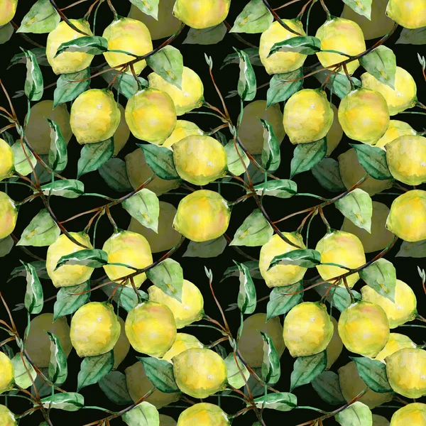 水彩のシームレスなパターン レモン — ストック写真