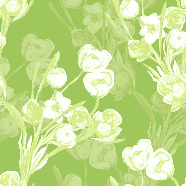 Nahtloses Muster Von Frühlingsblumen — Stockfoto