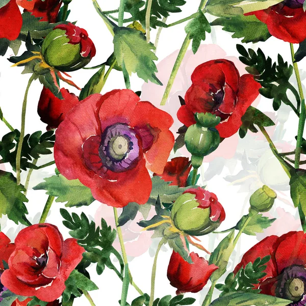 Croquis Bouquet Fleurs Poppies Seamless Images Motif — Photo