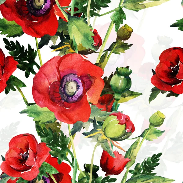 Croquis Bouquet Fleurs Poppies Seamless Images Motif — Photo