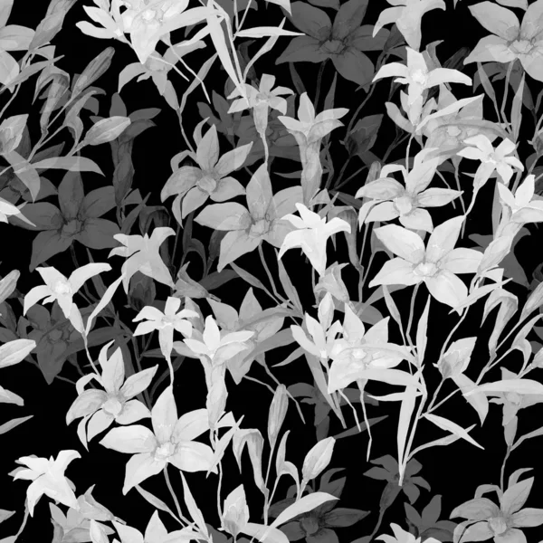 Flowerless Rajza Egy Csokor Virágot Folytonos Mintázat Fehér Színes Háttérrel — Stock Fotó