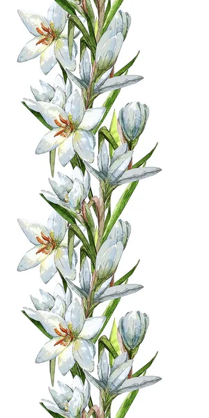 白い水彩花の花束 白と色の背景にシームレスなパターン — ストック写真
