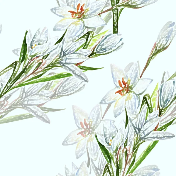 白い水彩花の花束 白と色の背景にシームレスなパターン — ストック写真