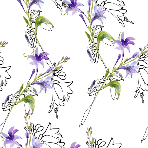 塊茎の花シームレスなパターン 白と色の背景の画像 — ストック写真