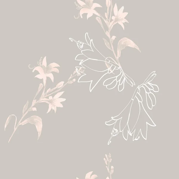 Tuber Çiçekleri Dikişsiz Desen Görüntü Beyaz Renkli Arkaplanda — Stok fotoğraf