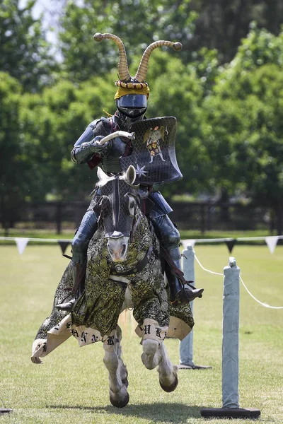 Caballero Durante Recreación Del Torneo Medieval Justas — Foto de Stock