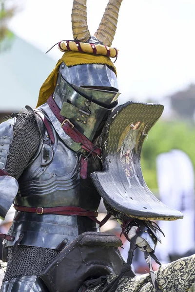 Caballero Durante Recreación Del Torneo Medieval Justas — Foto de Stock