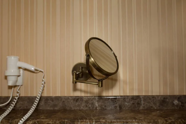 Mirror Wall Mount Bathroom Closeup Shot — Stock Photo, Image