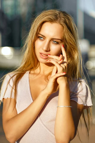 Close Shot Van Verleidelijke Blonde Model Met Perfecte Huid Naakt — Stockfoto