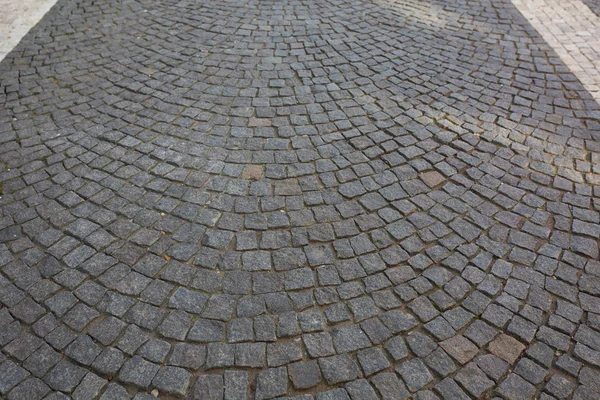 Gamla Trottoaren Gatan Konsistens Och Bakgrund Prag Tjeckien Närbild Skott — Stockfoto