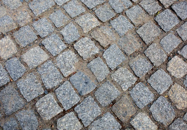 Antiguo Camino Peatonal Pavimentado Con Piedras Granito Primer Plano Tiro — Foto de Stock