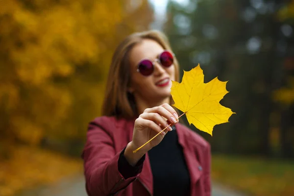 Schöne langhaarige Mädchen trägt eine Brille — Stockfoto