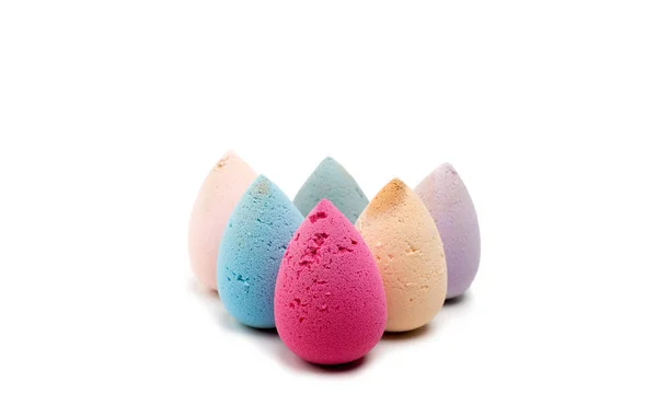 Kit of used and damaged beauty blenders Stock Image
