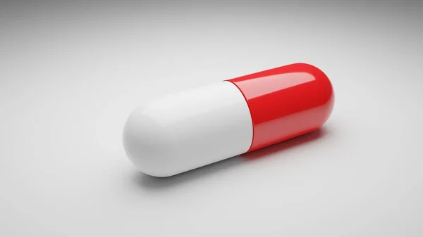 Cápsulas Medicina Vermelha Branca Com Renderização — Fotografia de Stock