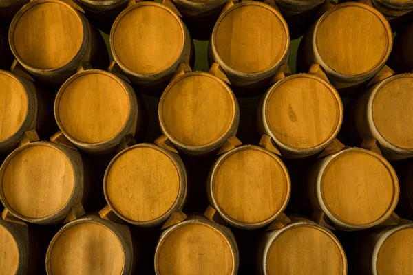 Wine Barrels Stacked Old Cellar Winery — Stock Photo, Image