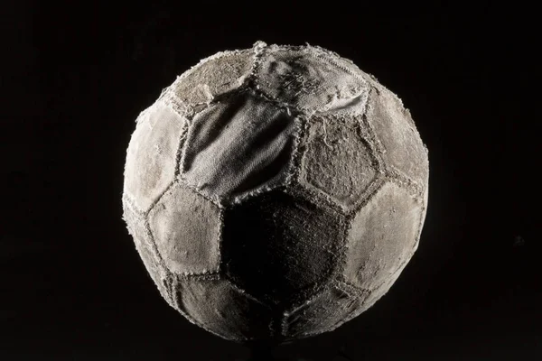 Ballon Football Ancien Vintage Sur Fond Noir — Photo