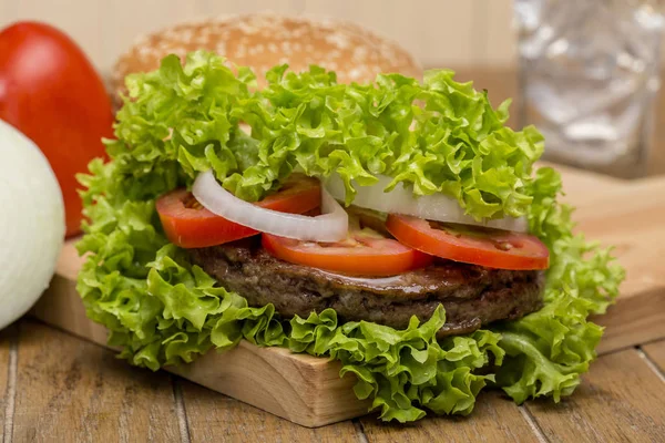 Leckere Frische Zutaten Zur Zubereitung Von Hamburgern — Stockfoto