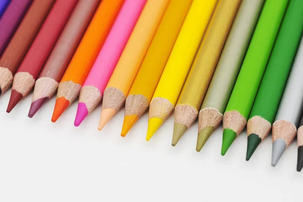 Crayons Couleur Sur Fond Blanc — Photo