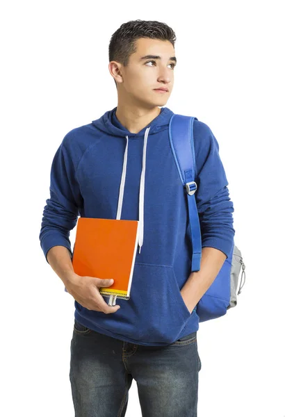 College Student Junge Mit Guter Einstellung Auf Weißem Hintergrund — Stockfoto