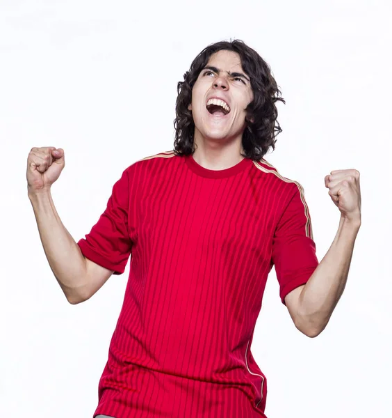 Young Man Shouting Feasting Full Joy Excitement — Stock Photo, Image