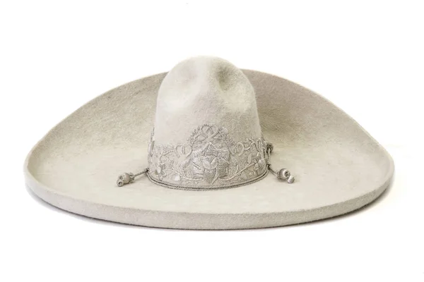 典型的墨西哥 Ranchero 帽子在白色背景 — 图库照片