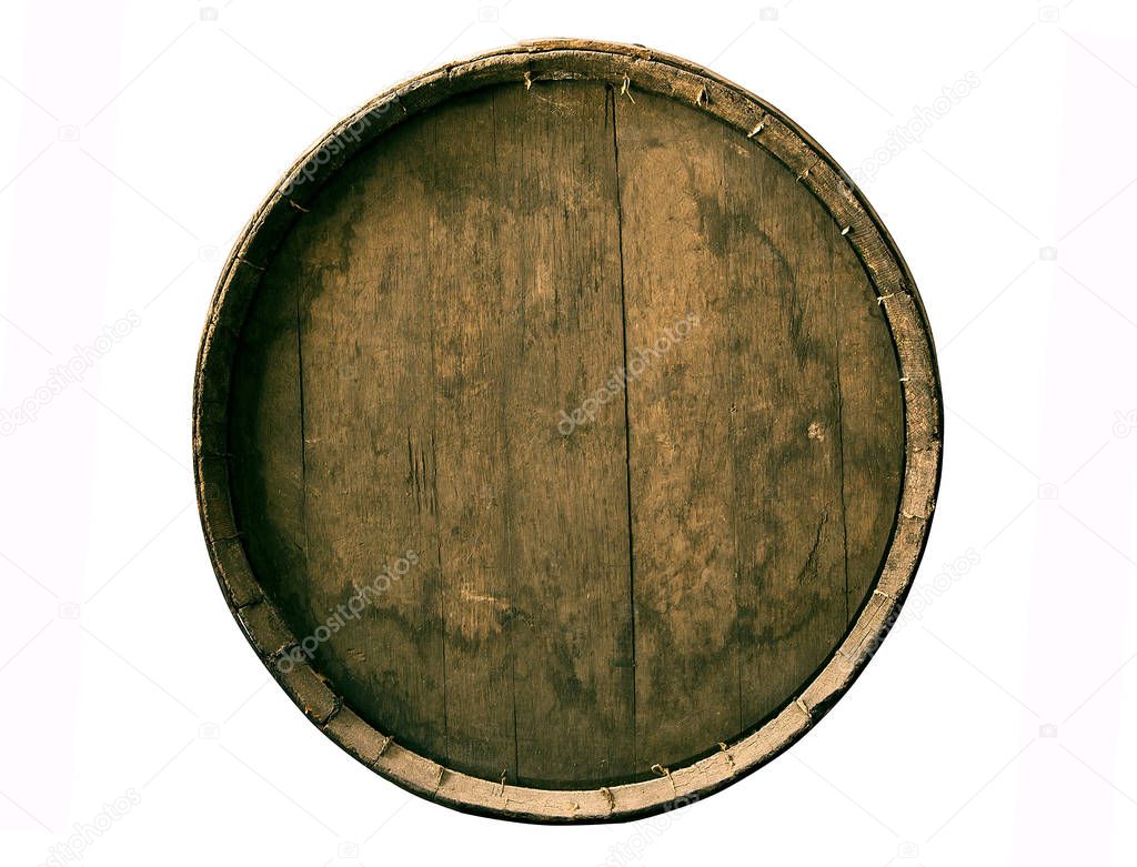 Old Wine barrel in a white background