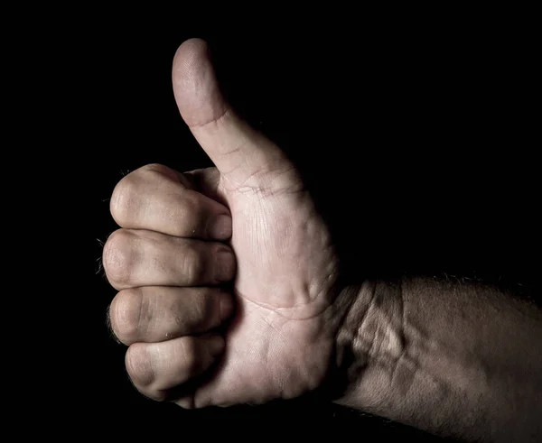 Man Hands Grabbing Sign All Good — Stock Photo, Image