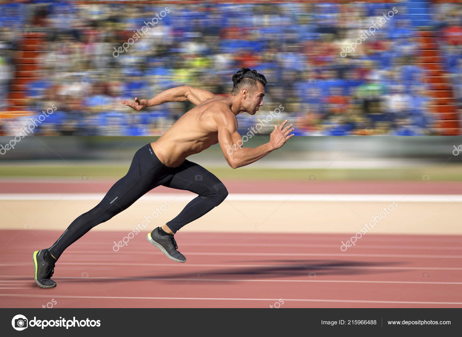 Sprinter Leaving Running Track Explosive Start — Stock Photo ...