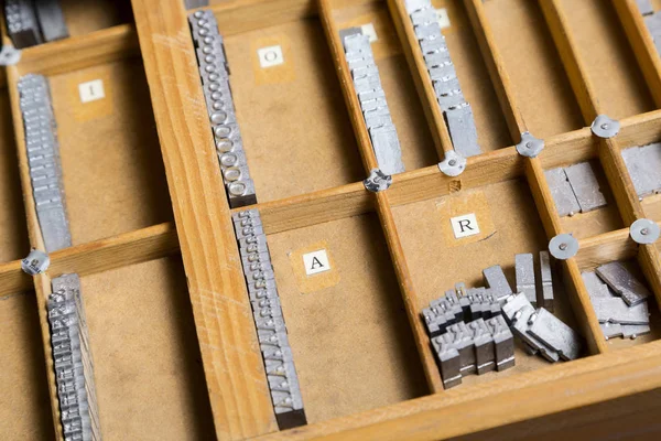 Box Old Metal Typographies Traditional Printing — Stock Photo, Image