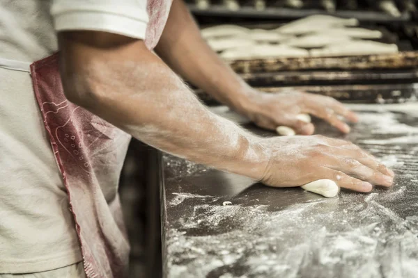 Hands Teacher Baker Bread Production Table — Stock Photo, Image