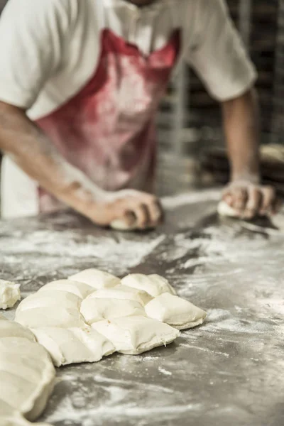 Hands Teacher Baker Bread Production Table — Stock Photo, Image