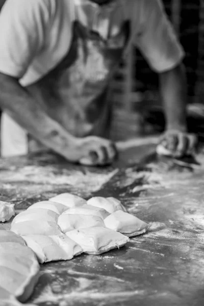 dough balls preparing the bread in black and white