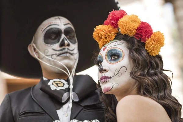 Catrin Catrina Cemitério Com Vestidos Noiva Antigo Cemitério Guadalajara México — Fotografia de Stock