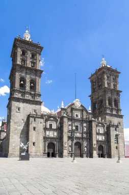 Puebla, Meksika'nın şehrin eski Katedrali. turist anıtlar