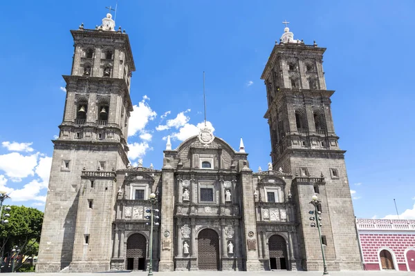 Stara Katedra Mieście Puebla Meksyk Turystyczne Zabytki — Zdjęcie stockowe