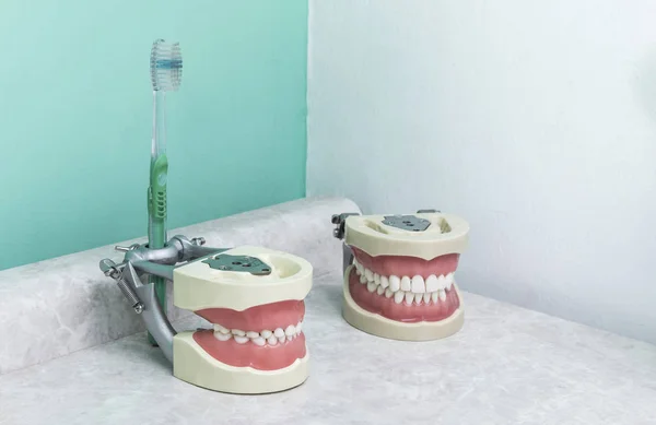 Escena Estilo Vida Oficina Dentista Instrumentos Para Mostrar Cuidado Los — Foto de Stock