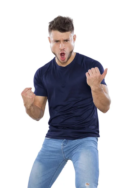 Sports fan celebrating excited. — Stock Photo, Image