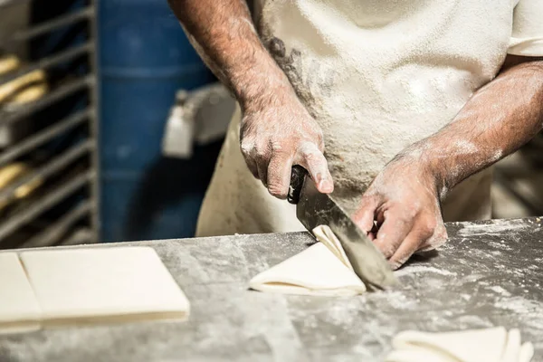 Hands Teacher Baker Bread Production Table — Stock Photo, Image