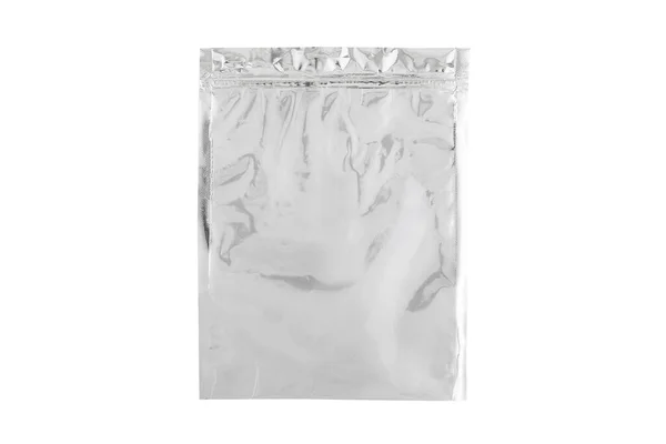 Foil Package Bag Isolated White Background Clipping Path — Stock Photo, Image