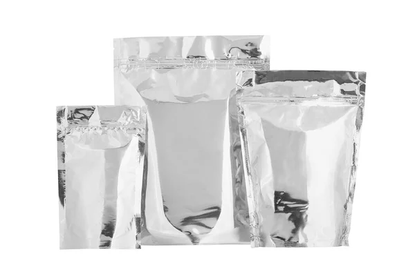 Foil Package Bag Isolated White Background Clipping Path — Stock Photo, Image