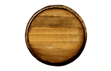 Top view of wooden barrel on white background. clipart