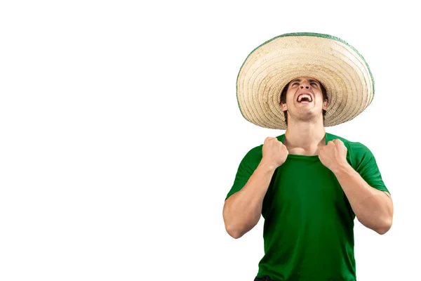 Jovem Patriota Mexicano Com Chapéu Guarda Florestal Comemorando Grito Independencia — Fotografia de Stock