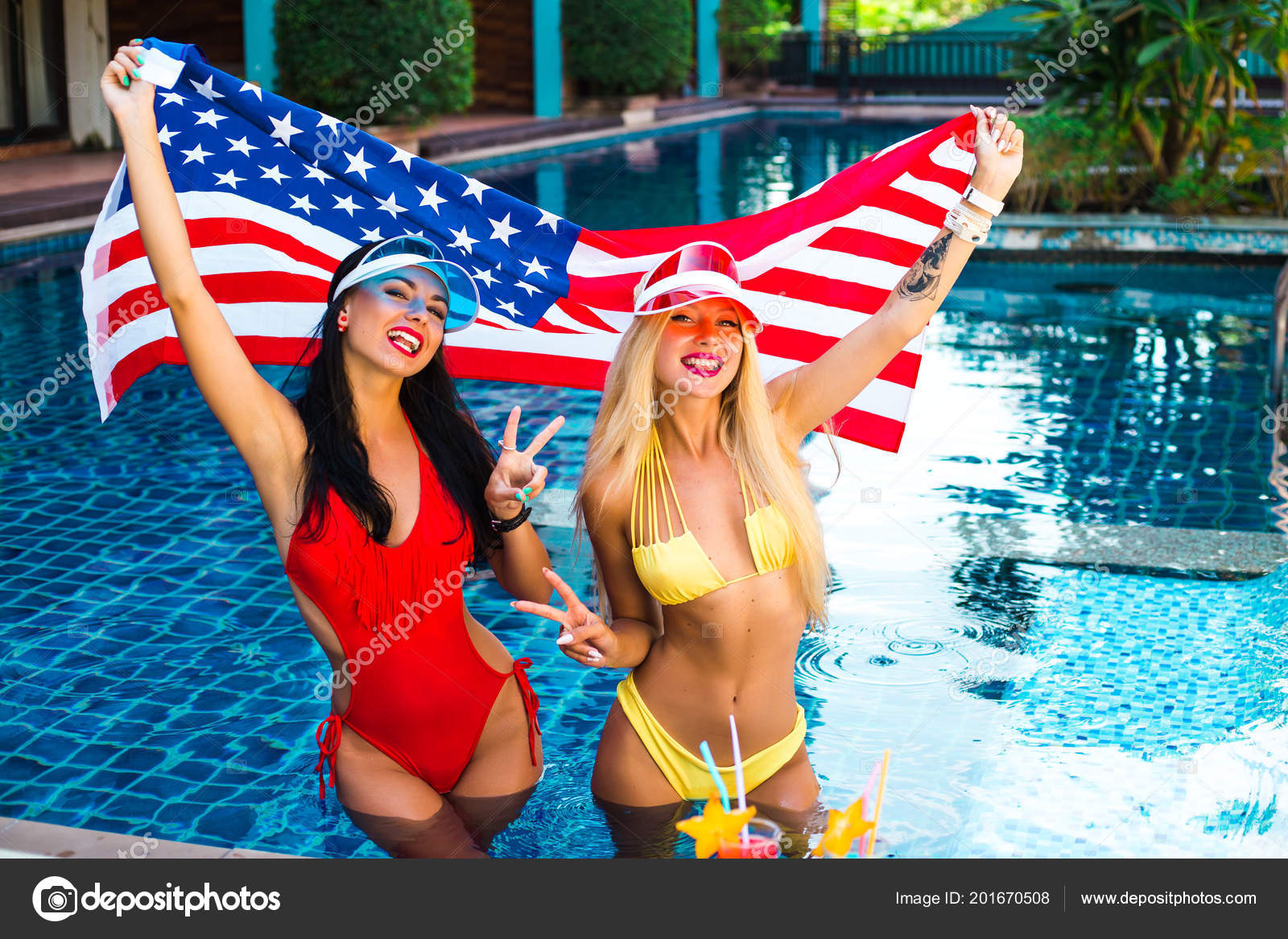 sexy girls with american flag naked photo