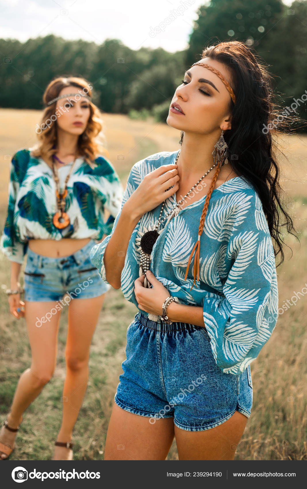Indie Girl Hairstyles Portrait Of Two Beautiful Hippie Girls